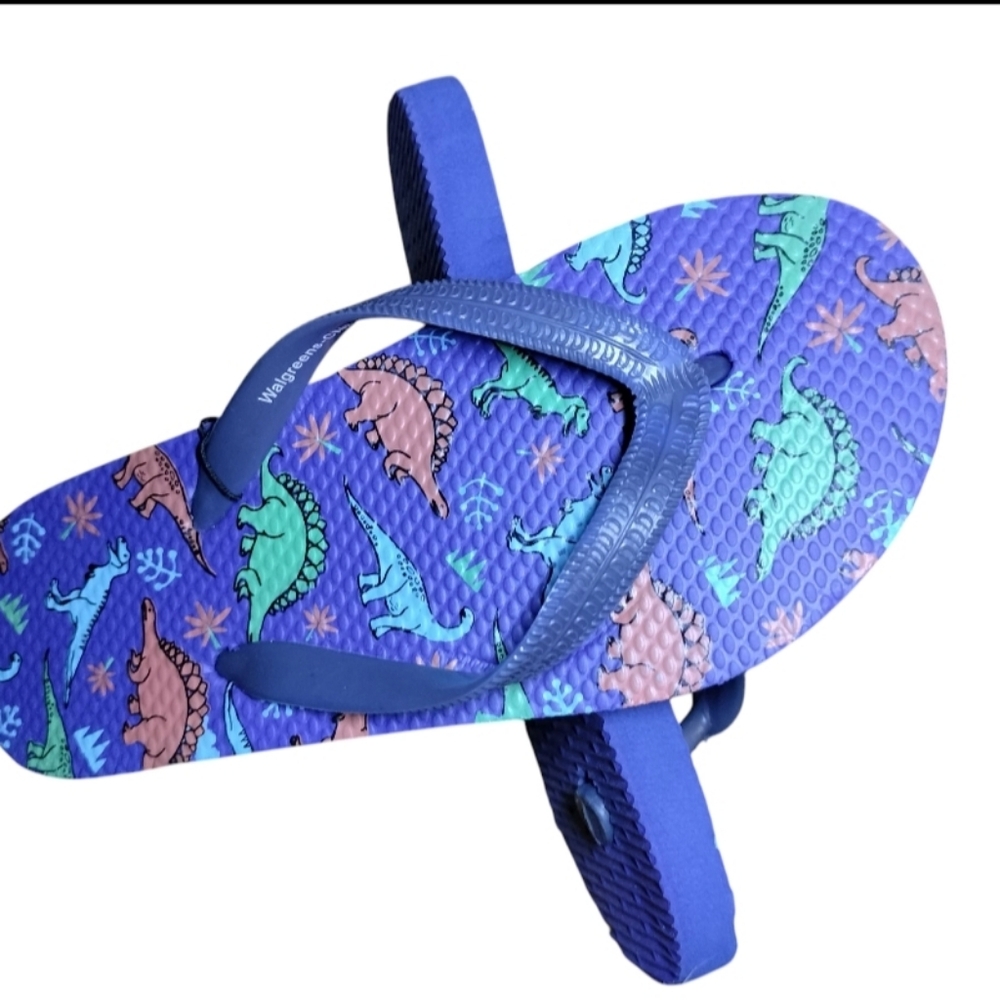 West Loop Blue Dinosaur Kids Flip Flops